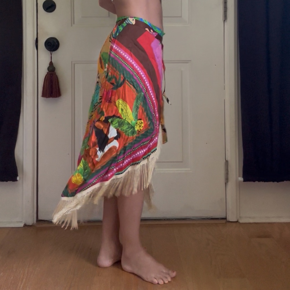Farm Rio Fringe Wrap Skirt - Picture 3 of 9